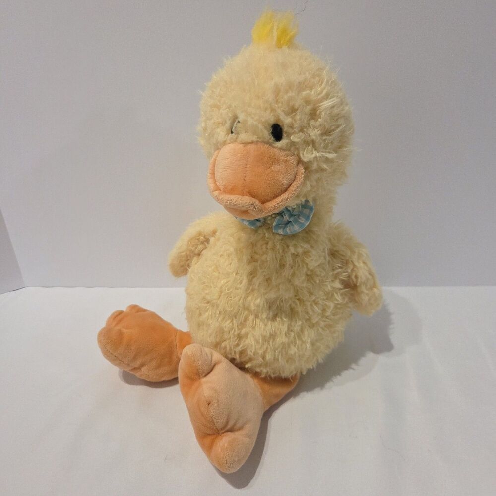 Gund Mulberry Yellow Duck Plush Stuffed Animal Toy Blue White Gingham Bow Tie